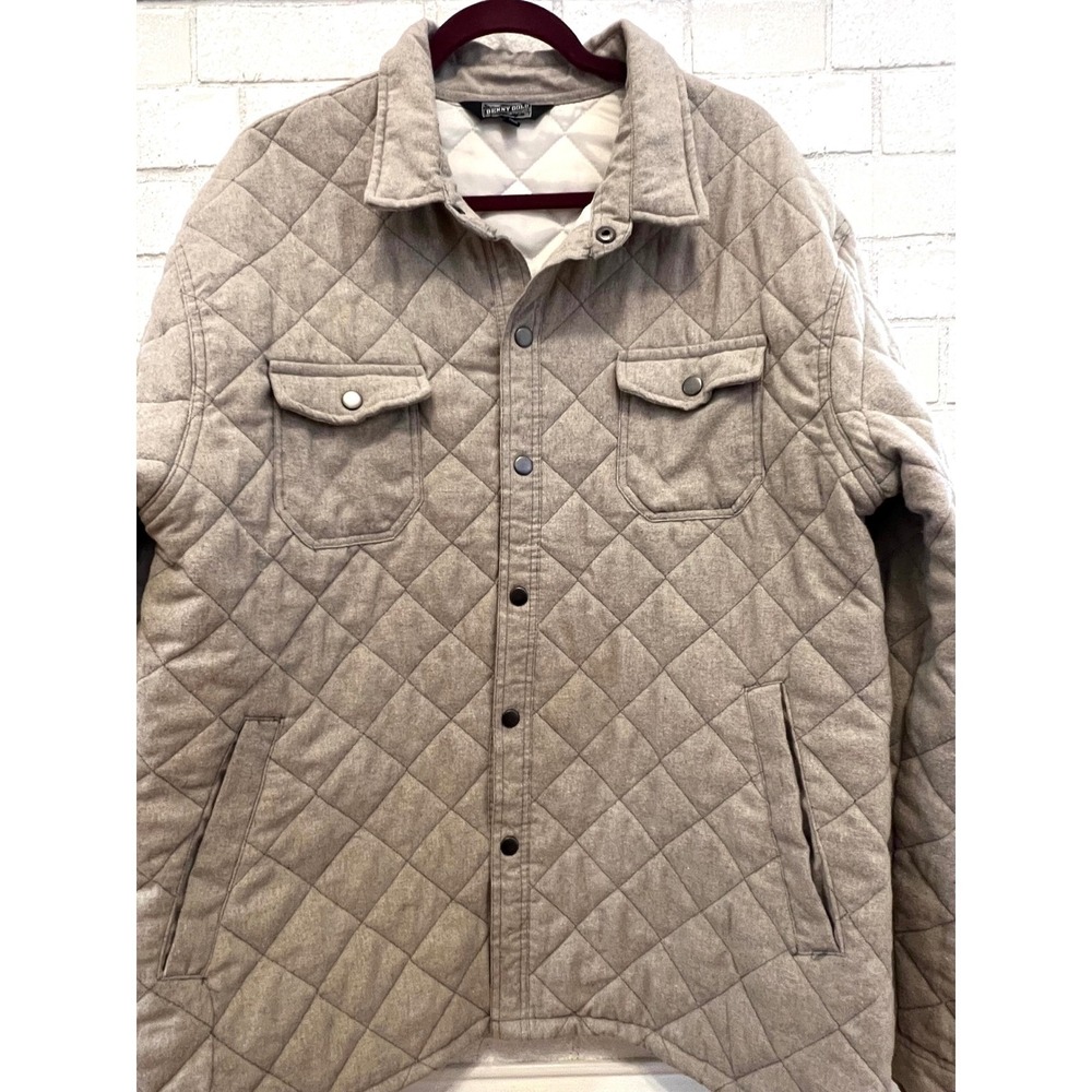 Benny Gold Mens‎ Quilted Shirt Jacket Gray Diamond Pattern Snap Front Size 2XL